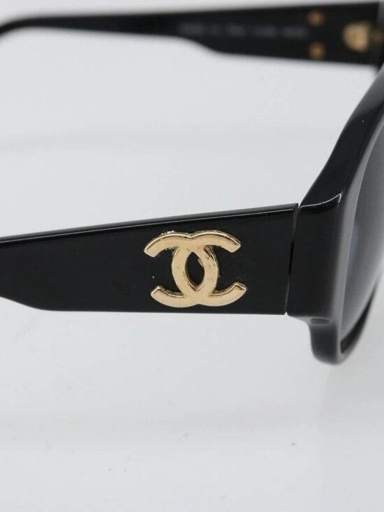 CHANEL Sunglasses plastic Black CC Auth 180946